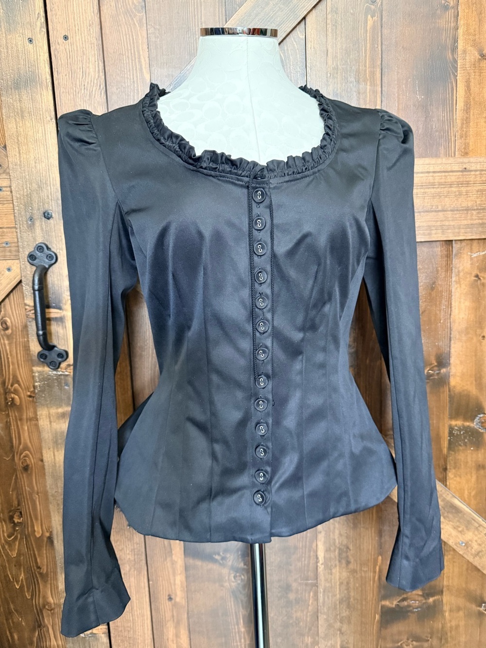 NEW Betsy Johnson Collection Black Lace Peplum Ruffled Corset Style Jacket Sz 12